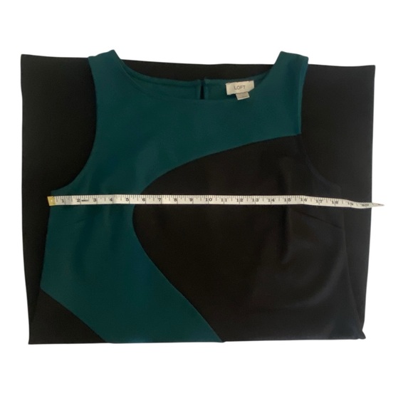 LOFT Black and Blue Sheath Midi Dress Sleeveless Scoop Neck - Picture 4 of 6